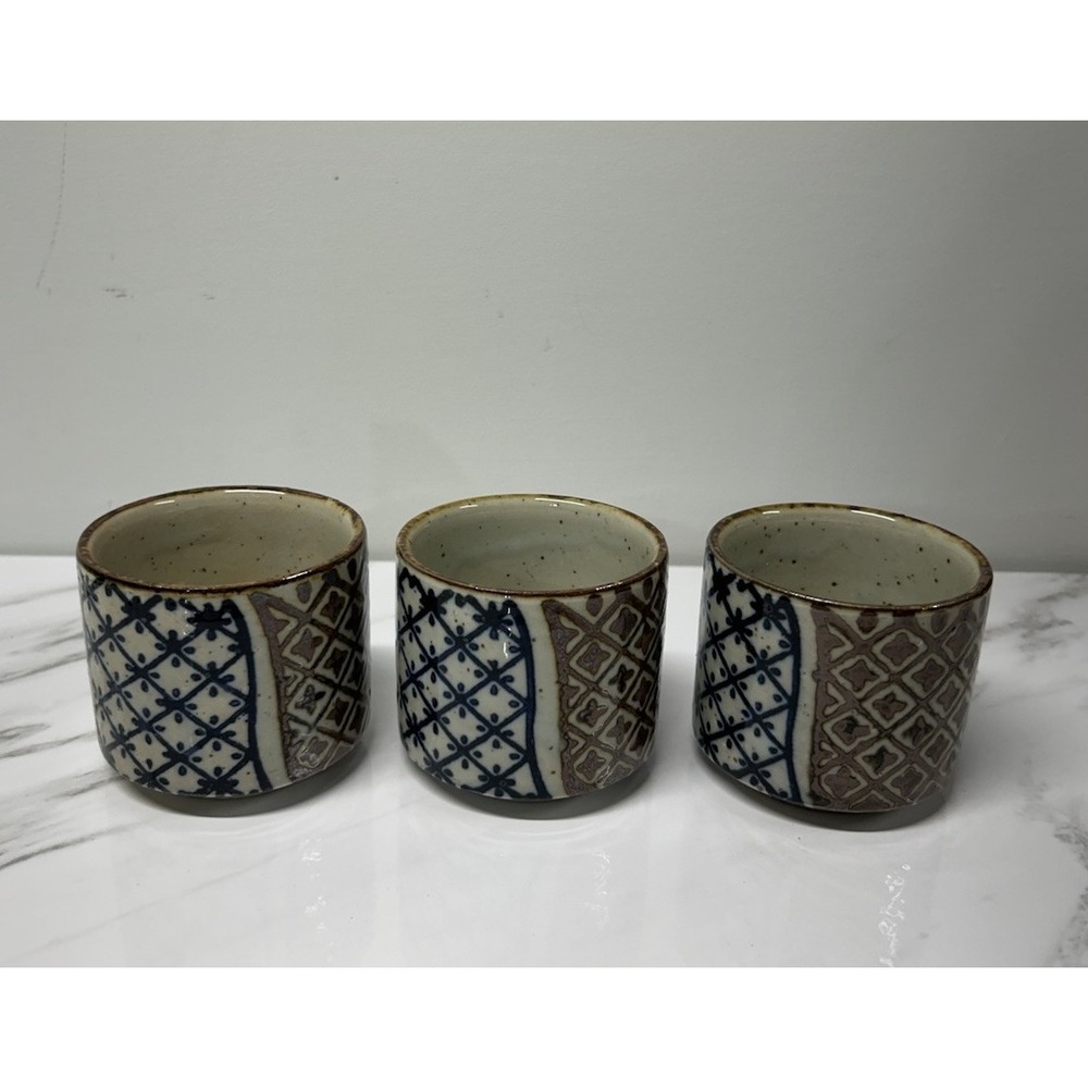3 Vintage Takahashi San Francisco Japanese Small Pottery Tea Cup